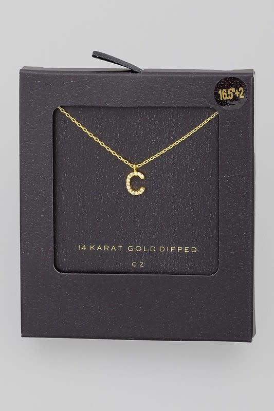 Gold Dipped Pave Initial Necklace