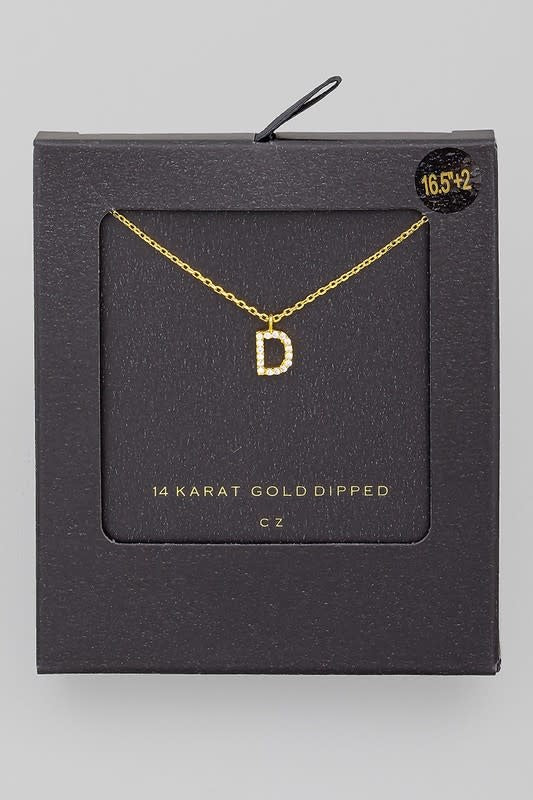 Gold Dipped Pave Initial Necklace