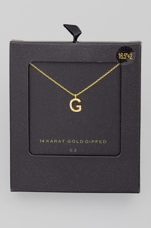 Gold Dipped Pave Initial Necklace