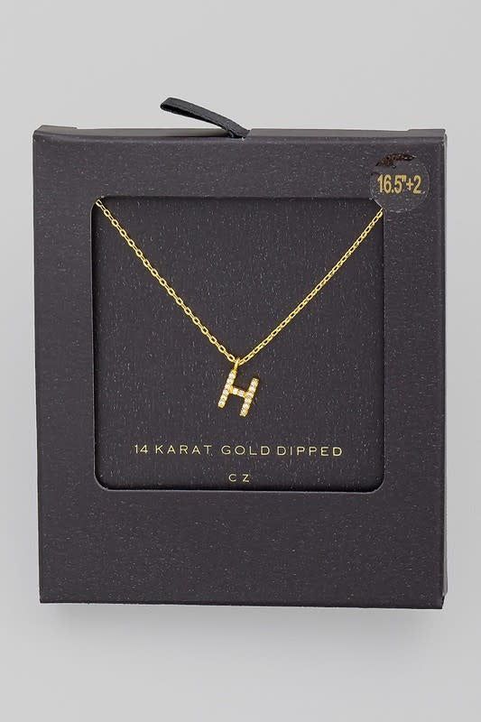 Gold Dipped Pave Initial Necklace