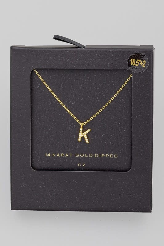 Gold Dipped Pave Initial Necklace