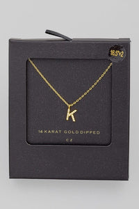 Gold Dipped Pave Initial Necklace