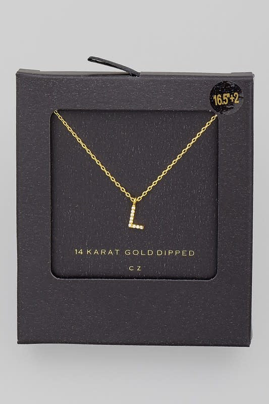 Gold Dipped Pave Initial Necklace