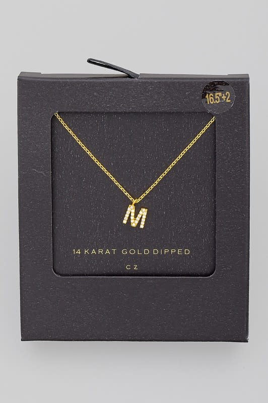 Gold Dipped Pave Initial Necklace