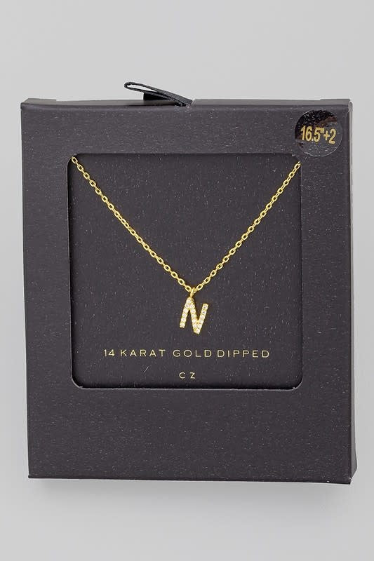 Gold Dipped Pave Initial Necklace