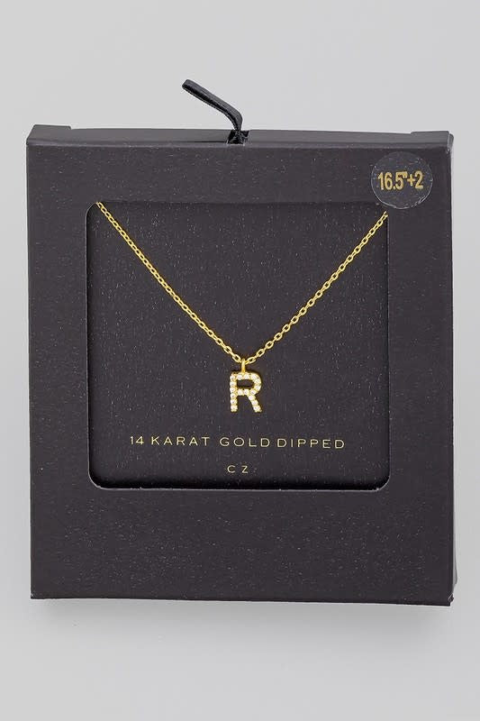 Gold Dipped Pave Initial Necklace