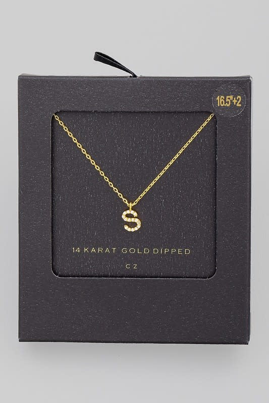 Gold Dipped Pave Initial Necklace