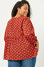 Curvy Tie Neck Floral Printed Peasant Top