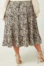 Curvy Botanical Print Elastic Waist Tiered Skirt