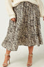 Curvy Botanical Print Elastic Waist Tiered Skirt