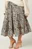 Curvy Botanical Print Elastic Waist Tiered Skirt
