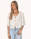 Floral Embroidery Tie Front Blouse
