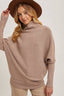 SLOUCH NECK DOLMAN SLEEVED PULLOVER: LATTE