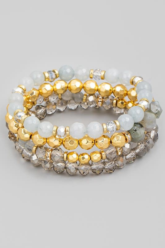 Four Piece Faceted Bead Bracelet Set