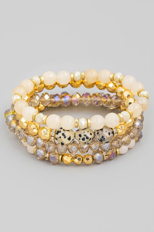 Four Piece Faceted Bead Bracelet Set