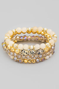 Four Piece Faceted Bead Bracelet Set