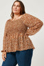 Curvy Square Neck Peplum with Puff Sleeves