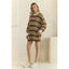 Coastal Breeze Stripe Sweatshirt Dress: Mocha