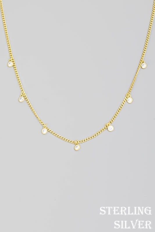 Sterling Silver Stud Station Necklace