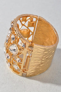 Crystal Shape Metal Cuff Bracelet