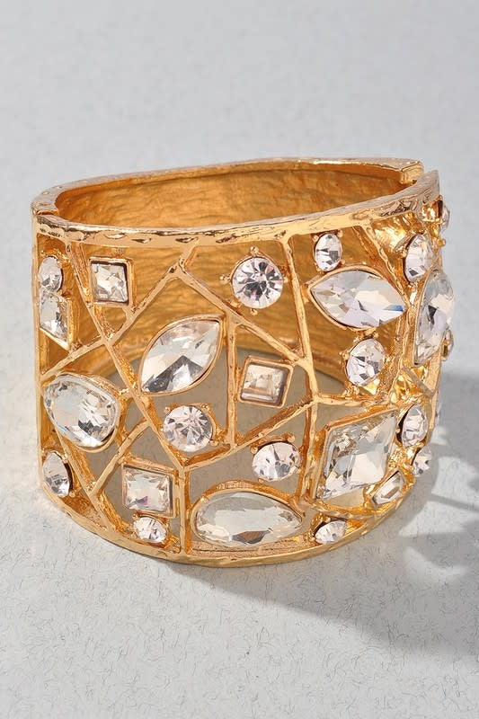 Crystal Shape Metal Cuff Bracelet