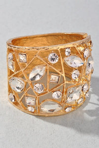 Crystal Shape Metal Cuff Bracelet