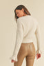Woven Knit Sweater With Flutter Cuff - Ivory