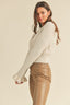 Woven Knit Sweater With Flutter Cuff - Ivory