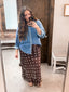 Polka Dot Pull On Maxi Skirt: CHOCOLATE CREAM