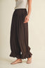 Lace-Trim Lantern Hem Poplin Trousers: Rich Brown