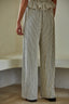 Woven Polyester Spandex Striped Straight Leg Pants: Natural Black