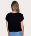 Textured Sweater Top With Scallop Edge - Black/Ivory