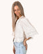 Floral Embroidery Tie Front Blouse