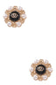 Cream Pearl Metal Double Circle Earrings