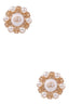 Cream Pearl Metal Double Circle Earrings