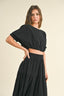 Boat Neck Short Top - Black