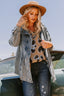 Curvy Washed Denim Utilitarian Jacket