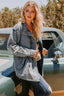 Curvy Washed Denim Utilitarian Jacket