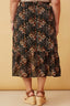 Curvy Textured Floral Print Asymmetric Midi Skirt