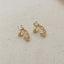 18k Gold Filled Vintage Princess Cut Cz Detailed C Hoop Earrings