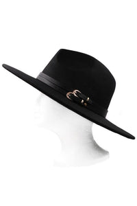 Double Faux Leather Belt Fedora Hat