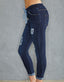 Claire Distressed Crinkle Joggers - Dark Denim
