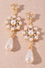 Flower Pearl Bead Rhinestone Dangle Earrings