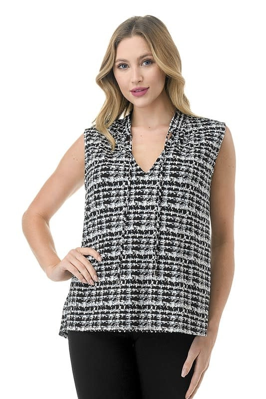 Clara V-Neck Sleeveless Top - Black