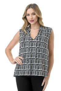 Clara V-Neck Sleeveless Top - Black