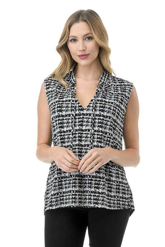 Clara V-Neck Sleeveless Top - Black