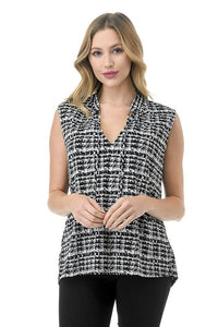 Clara V-Neck Sleeveless Top - Black