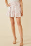 Eyelet Embroidered Floral Elastic Waist Skirt - Pink
