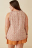 Curvy Ruffle Detail Ditsy Tank - Cream
