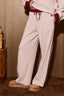 Striped Knit Drawstring Wide Leg Lounge Pants: DUSTY PINK STRIPE